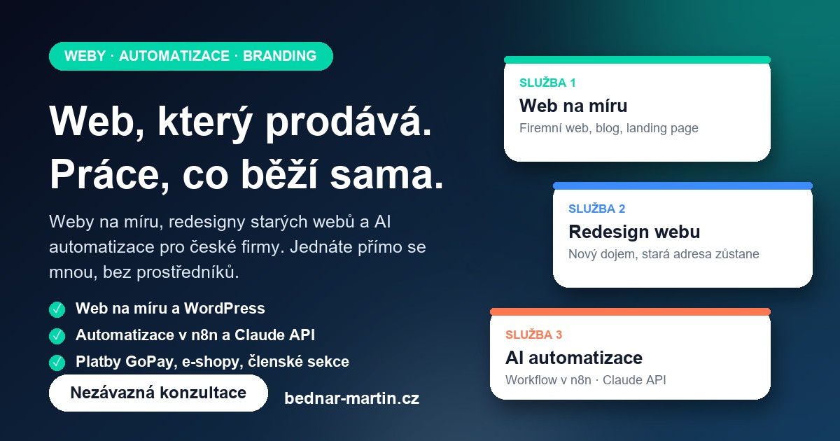 Martin Bednář – weby na míru, redesigny a automatizace