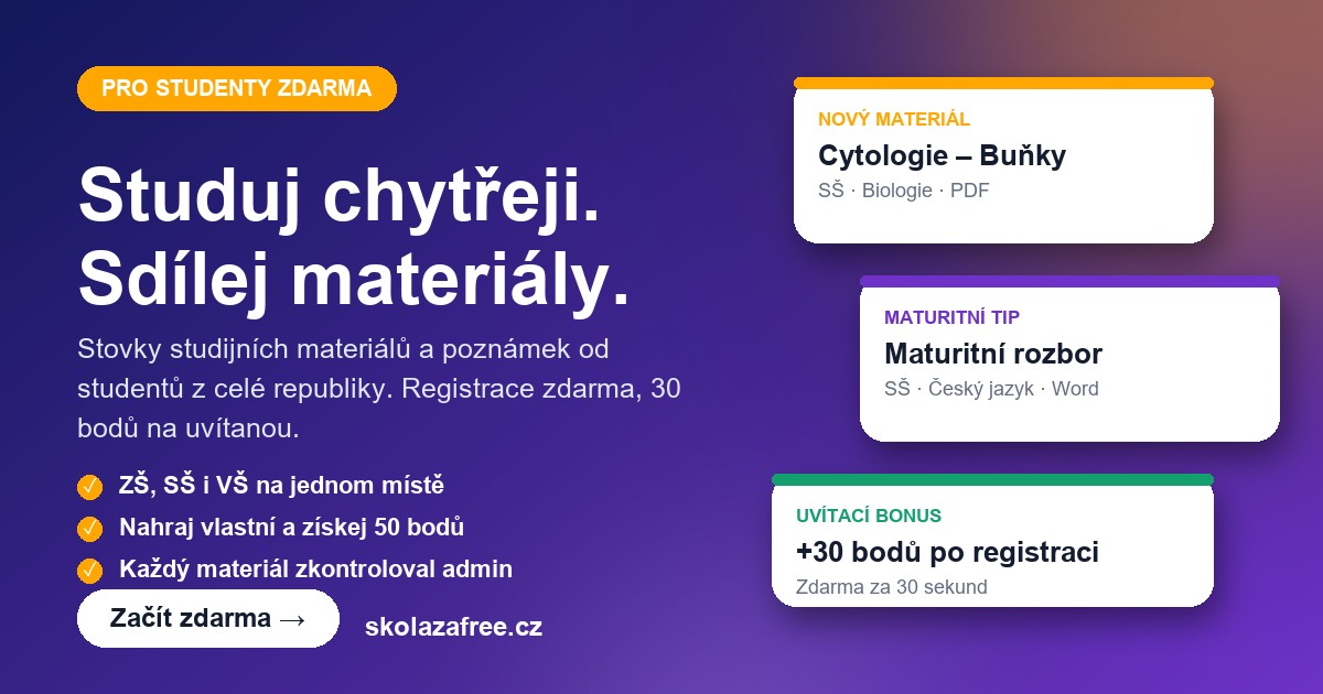 Škola za free – studijní materiály a poznámky zdarma